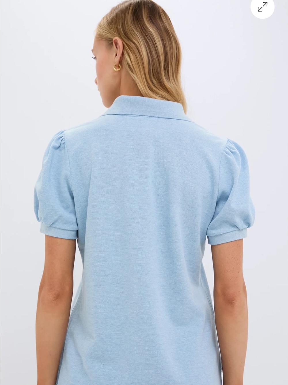 Tuckernuck Light Blue Pique Puff Sleeve Peggy Polo - Picture 2 of 8